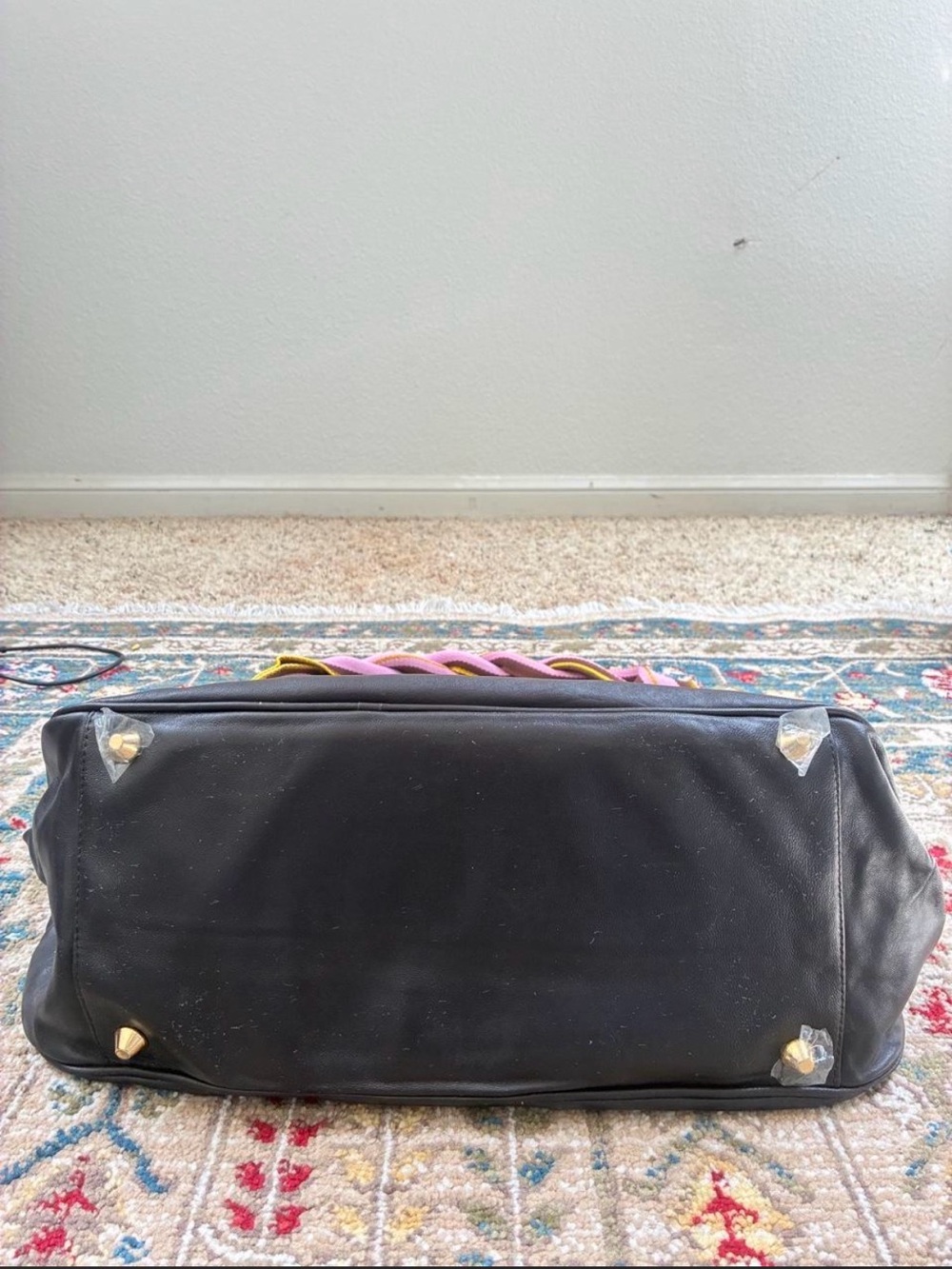 Christine Price black leather shoulder bag with gold hardware - Picture 3 of 7
